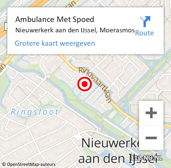 Locatie op kaart van de 112 melding: Ambulance Met Spoed Naar Nieuwerkerk aan den IJssel, Moerasmos op 4 mei 2023 11:57