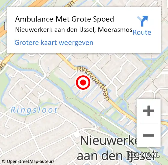 Locatie op kaart van de 112 melding: Ambulance Met Grote Spoed Naar Nieuwerkerk aan den IJssel, Moerasmos op 4 mei 2023 12:09