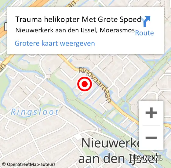 Locatie op kaart van de 112 melding: Trauma helikopter Met Grote Spoed Naar Nieuwerkerk aan den IJssel, Moerasmos op 4 mei 2023 12:10