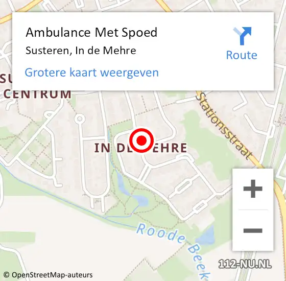 Locatie op kaart van de 112 melding: Ambulance Met Spoed Naar Susteren, In de Mehre op 4 mei 2023 12:16