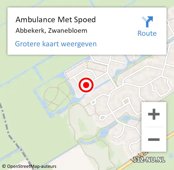 Locatie op kaart van de 112 melding: Ambulance Met Spoed Naar Abbekerk, Zwanebloem op 12 oktober 2013 14:05