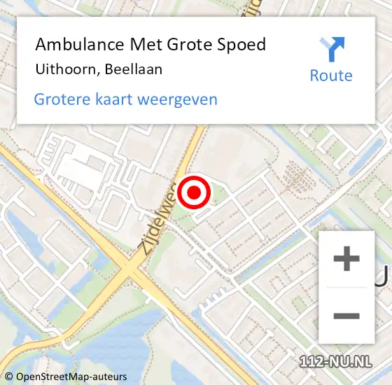 Locatie op kaart van de 112 melding: Ambulance Met Grote Spoed Naar Uithoorn, Beellaan op 4 mei 2023 13:01