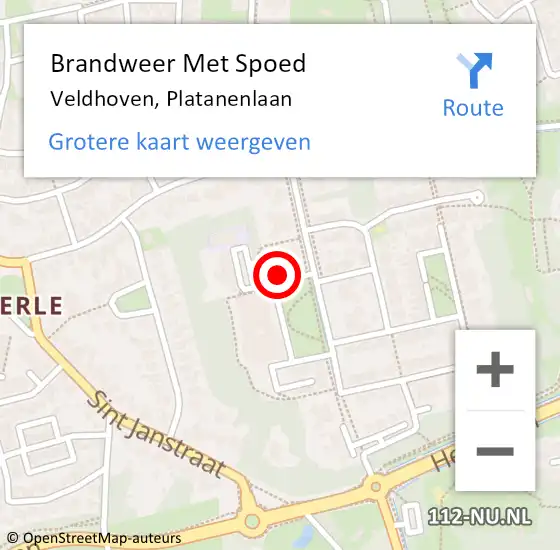 Locatie op kaart van de 112 melding: Brandweer Met Spoed Naar Veldhoven, Platanenlaan op 4 mei 2023 13:08