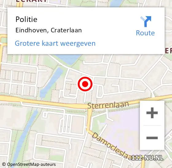 Locatie op kaart van de 112 melding: Politie Eindhoven, Craterlaan op 4 mei 2023 13:12