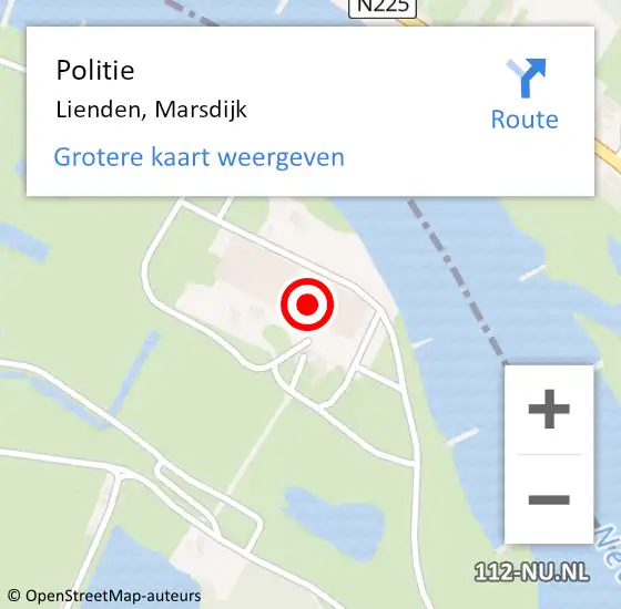 Locatie op kaart van de 112 melding: Politie Lienden, Marsdijk op 4 mei 2023 13:18