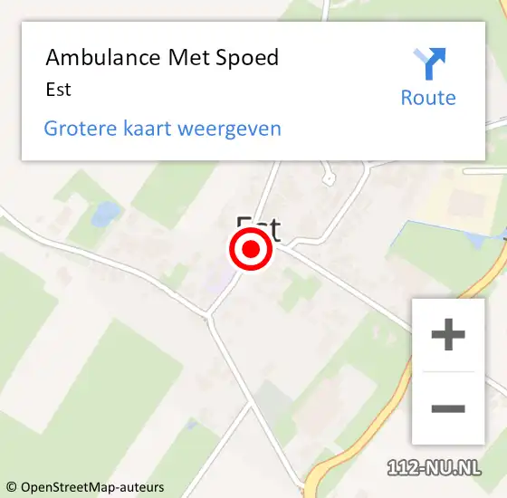 Locatie op kaart van de 112 melding: Ambulance Met Spoed Naar Est op 4 mei 2023 13:19