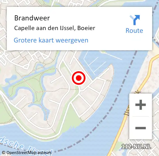 Locatie op kaart van de 112 melding: Brandweer Capelle aan den IJssel, Boeier op 4 mei 2023 13:38