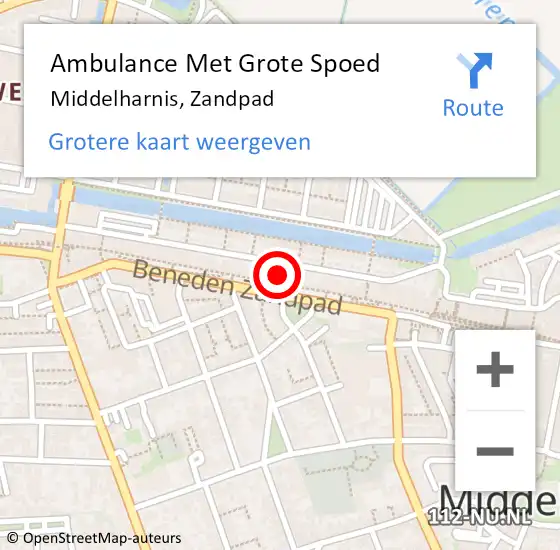 Locatie op kaart van de 112 melding: Ambulance Met Grote Spoed Naar Middelharnis, Zandpad op 4 mei 2023 13:42