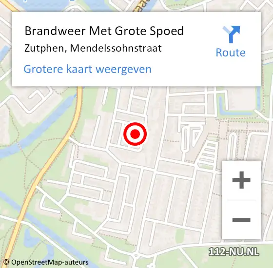 Locatie op kaart van de 112 melding: Brandweer Met Grote Spoed Naar Zutphen, Mendelssohnstraat op 4 mei 2023 14:02