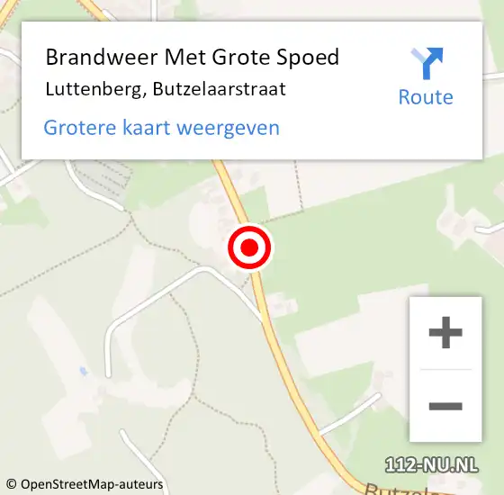 Locatie op kaart van de 112 melding: Brandweer Met Grote Spoed Naar Luttenberg, Butzelaarstraat op 24 augustus 2014 11:37