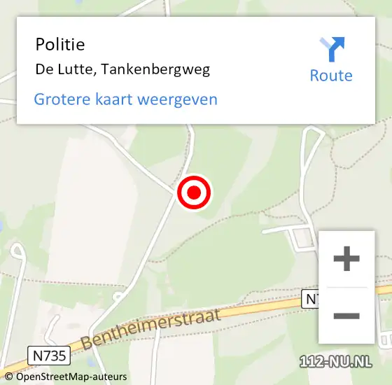 Locatie op kaart van de 112 melding: Politie De Lutte, Tankenbergweg op 4 mei 2023 14:12