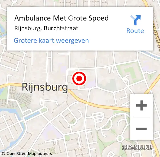 Locatie op kaart van de 112 melding: Ambulance Met Grote Spoed Naar Rijnsburg, Burchtstraat op 4 mei 2023 14:24