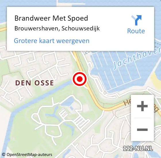 Locatie op kaart van de 112 melding: Brandweer Met Spoed Naar Brouwershaven, Schouwsedijk op 4 mei 2023 14:40