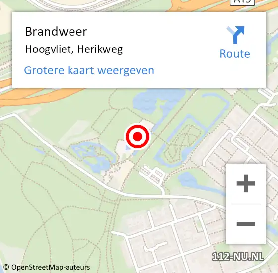 Locatie op kaart van de 112 melding: Brandweer Hoogvliet, Herikweg op 4 mei 2023 14:44