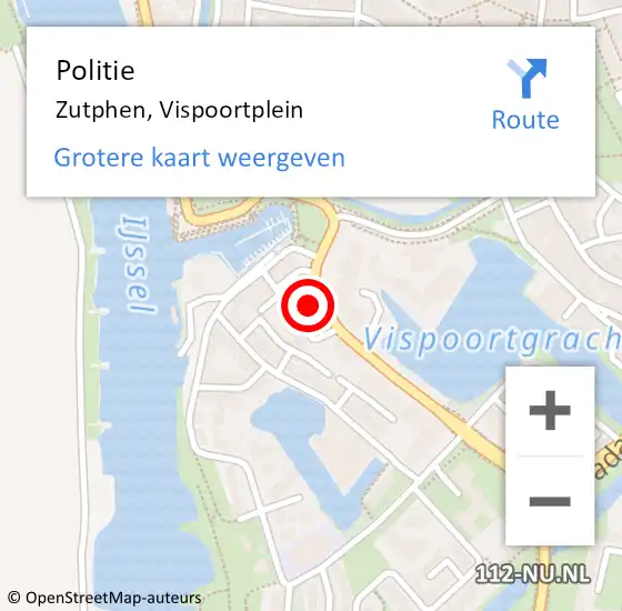 Locatie op kaart van de 112 melding: Politie Zutphen, Vispoortplein op 4 mei 2023 14:54