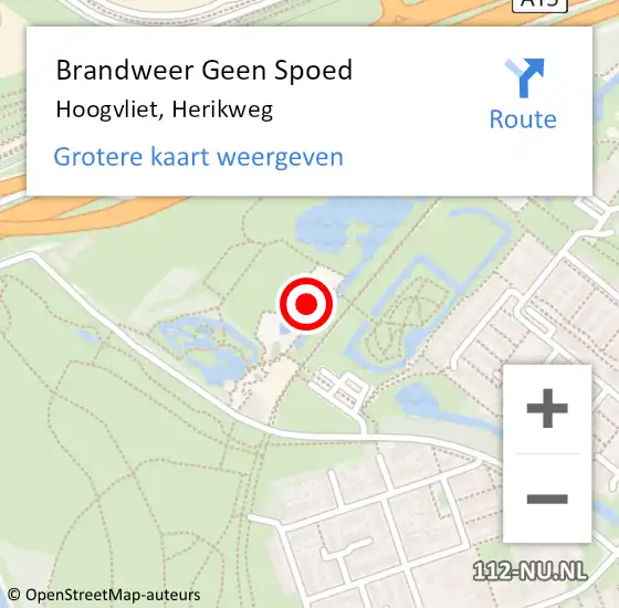 Locatie op kaart van de 112 melding: Brandweer Geen Spoed Naar Hoogvliet, Herikweg op 4 mei 2023 15:00