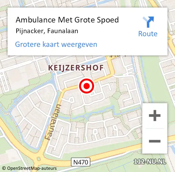 Locatie op kaart van de 112 melding: Ambulance Met Grote Spoed Naar Pijnacker, Faunalaan op 4 mei 2023 15:09