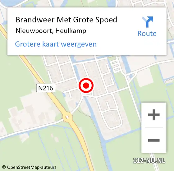 Locatie op kaart van de 112 melding: Brandweer Met Grote Spoed Naar Nieuwpoort, Heulkamp op 4 mei 2023 15:15
