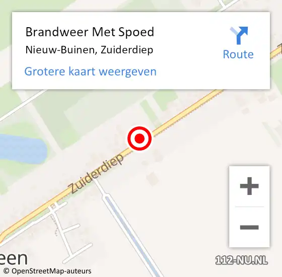 Locatie op kaart van de 112 melding: Brandweer Met Spoed Naar Nieuw-Buinen, Zuiderdiep op 4 mei 2023 15:18