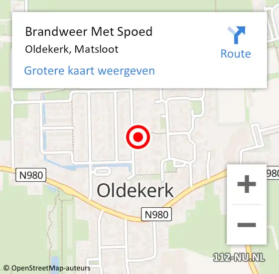 Locatie op kaart van de 112 melding: Brandweer Met Spoed Naar Oldekerk, Matsloot op 4 mei 2023 15:28