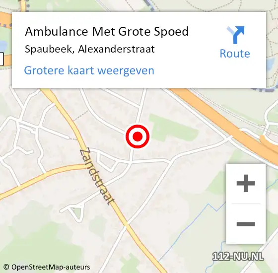 Locatie op kaart van de 112 melding: Ambulance Met Grote Spoed Naar Spaubeek, Alexanderstraat op 24 augustus 2014 11:56