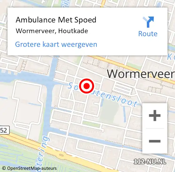 Locatie op kaart van de 112 melding: Ambulance Met Spoed Naar Wormerveer, Houtkade op 4 mei 2023 15:41