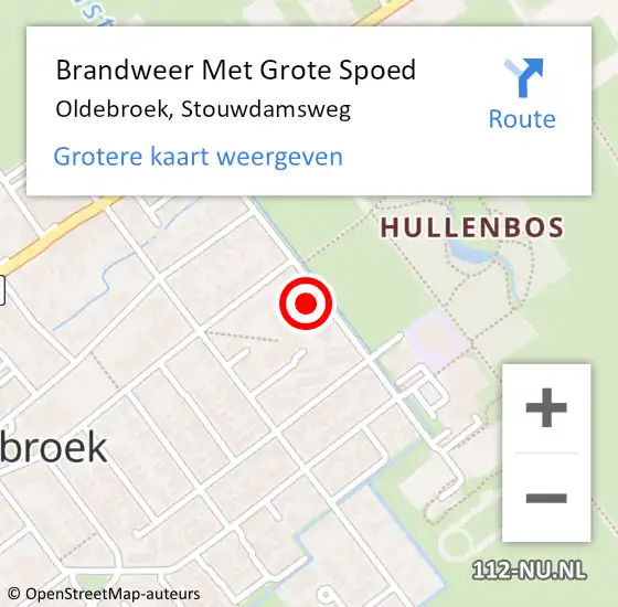 Locatie op kaart van de 112 melding: Brandweer Met Grote Spoed Naar Oldebroek, Stouwdamsweg op 4 mei 2023 15:46