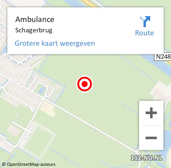 Locatie op kaart van de 112 melding: Ambulance Schagerbrug op 4 mei 2023 16:00