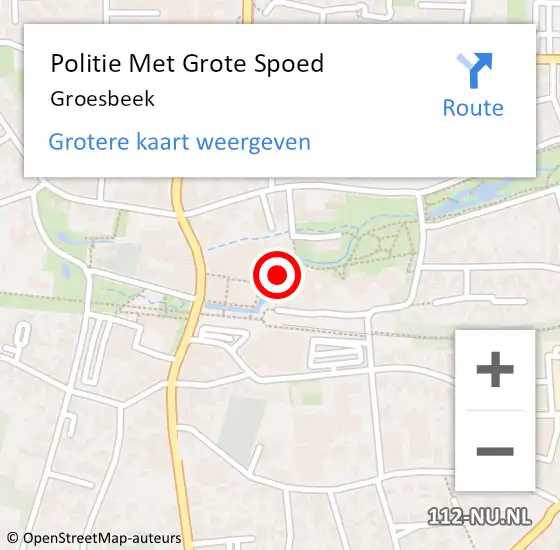 Locatie op kaart van de 112 melding: Politie Met Grote Spoed Naar Groesbeek op 4 mei 2023 16:04