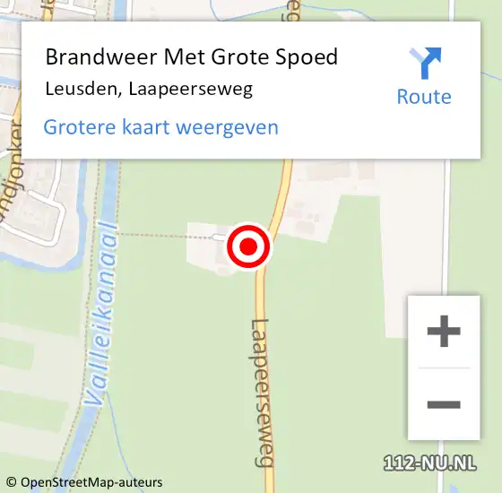 Locatie op kaart van de 112 melding: Brandweer Met Grote Spoed Naar Leusden, Laapeerseweg op 4 mei 2023 16:12