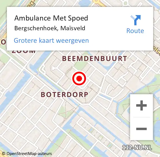 Locatie op kaart van de 112 melding: Ambulance Met Spoed Naar Bergschenhoek, Maïsveld op 4 mei 2023 16:17