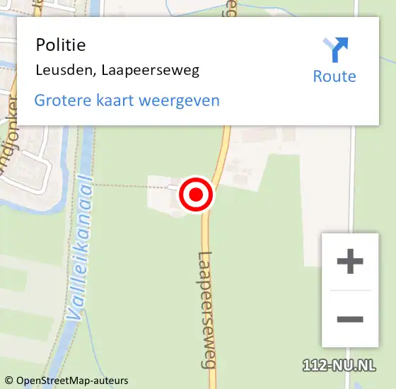 Locatie op kaart van de 112 melding: Politie Leusden, Laapeerseweg op 4 mei 2023 16:20