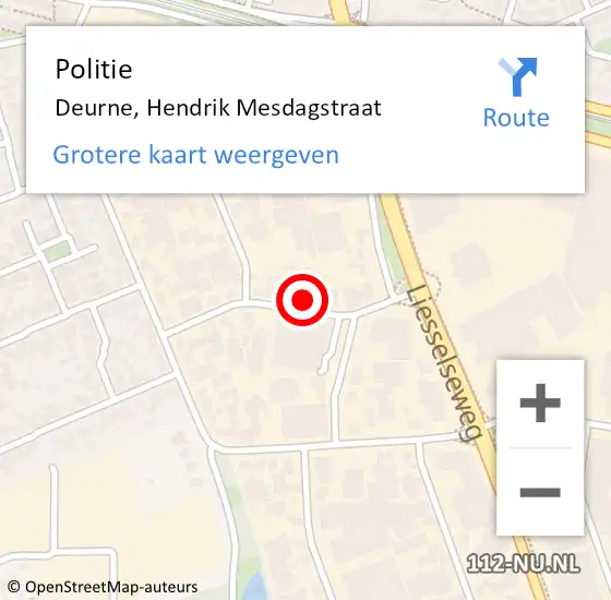 Locatie op kaart van de 112 melding: Politie Deurne, Hendrik Mesdagstraat op 4 mei 2023 16:35