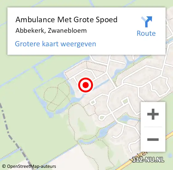 Locatie op kaart van de 112 melding: Ambulance Met Grote Spoed Naar Abbekerk, Zwanebloem op 12 oktober 2013 14:09