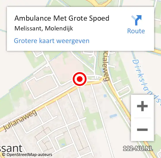 Locatie op kaart van de 112 melding: Ambulance Met Grote Spoed Naar Melissant, Molendijk op 4 mei 2023 16:50