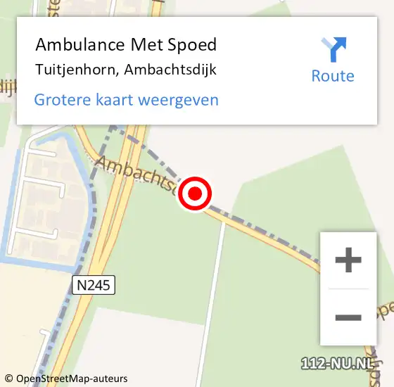 Locatie op kaart van de 112 melding: Ambulance Met Spoed Naar Tuitjenhorn, Ambachtsdijk op 24 augustus 2014 12:08