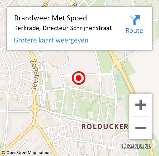 Locatie op kaart van de 112 melding: Brandweer Met Spoed Naar Kerkrade, Directeur Schrijnenstraat op 4 mei 2023 17:03
