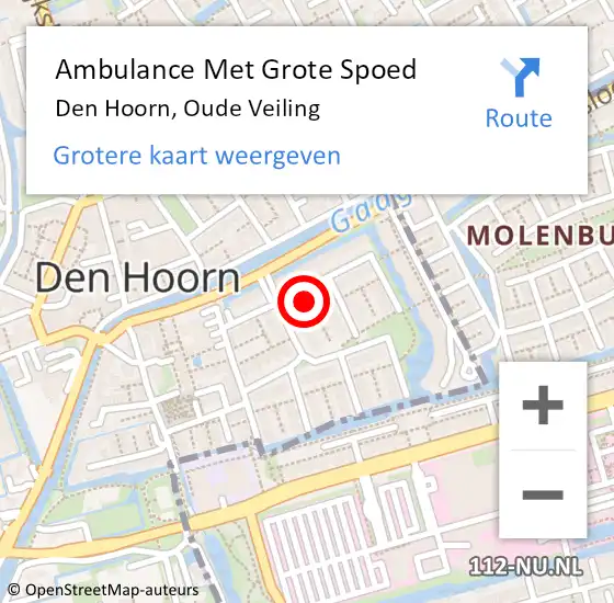 Locatie op kaart van de 112 melding: Ambulance Met Grote Spoed Naar Den Hoorn, Oude Veiling op 4 mei 2023 17:12