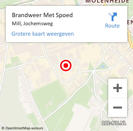 Locatie op kaart van de 112 melding: Brandweer Met Spoed Naar Mill, Jochemsweg op 4 mei 2023 17:13