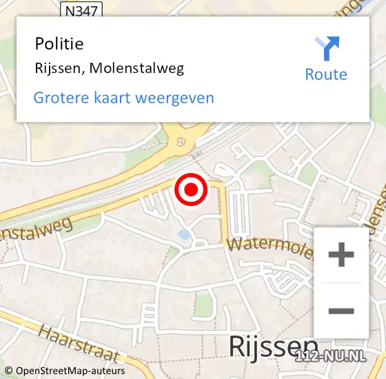 Locatie op kaart van de 112 melding: Politie Rijssen, Molenstalweg op 4 mei 2023 17:20