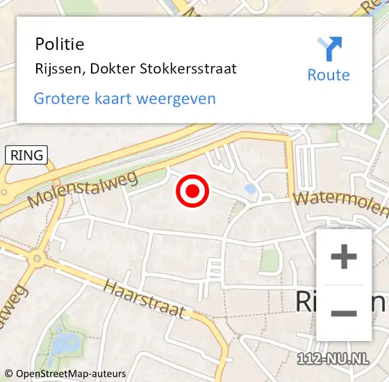 Locatie op kaart van de 112 melding: Politie Rijssen, Dokter Stokkersstraat op 4 mei 2023 17:21