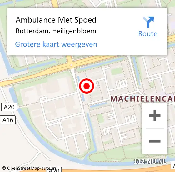 Locatie op kaart van de 112 melding: Ambulance Met Spoed Naar Rotterdam, Heiligenbloem op 24 augustus 2014 12:11