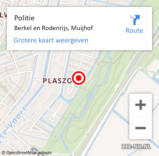 Locatie op kaart van de 112 melding: Politie Berkel en Rodenrijs, Muijhof op 4 mei 2023 18:18