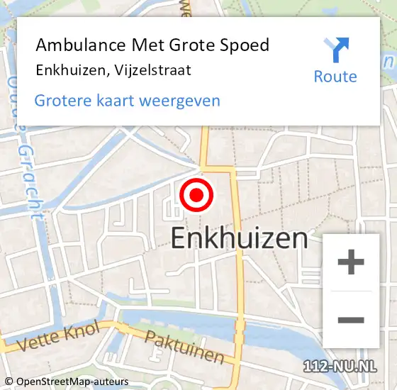 Locatie op kaart van de 112 melding: Ambulance Met Grote Spoed Naar Enkhuizen, Vijzelstraat op 4 mei 2023 18:20