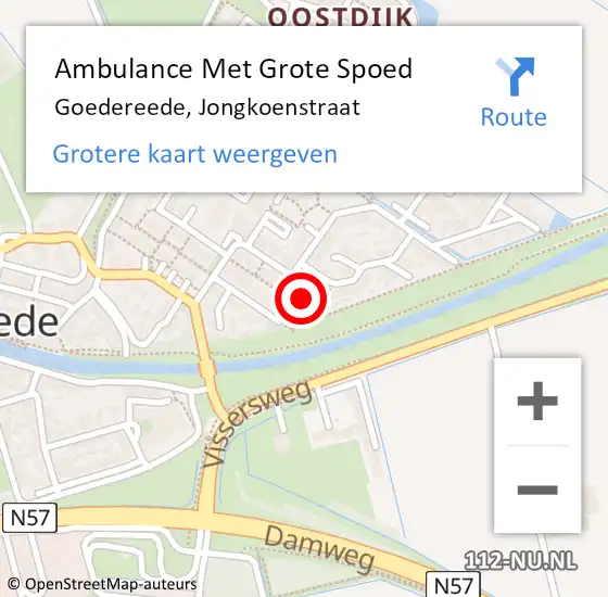 Locatie op kaart van de 112 melding: Ambulance Met Grote Spoed Naar Goedereede, Jongkoenstraat op 4 mei 2023 18:26