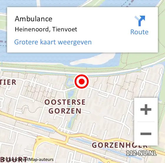 Locatie op kaart van de 112 melding: Ambulance Heinenoord, Tienvoet op 4 mei 2023 18:28