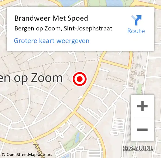 Locatie op kaart van de 112 melding: Brandweer Met Spoed Naar Bergen op Zoom, Sint-Josephstraat op 4 mei 2023 18:57