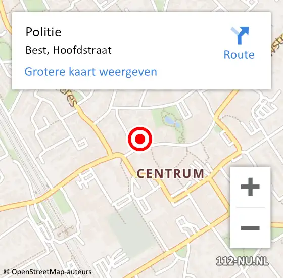 Locatie op kaart van de 112 melding: Politie Best, Hoofdstraat op 4 mei 2023 19:14