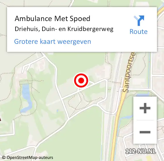 Locatie op kaart van de 112 melding: Ambulance Met Spoed Naar Driehuis, Duin- en Kruidbergerweg op 4 mei 2023 19:27