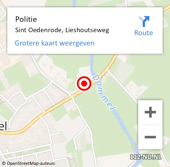 Locatie op kaart van de 112 melding: Politie Sint Oedenrode, Lieshoutseweg op 4 mei 2023 19:28